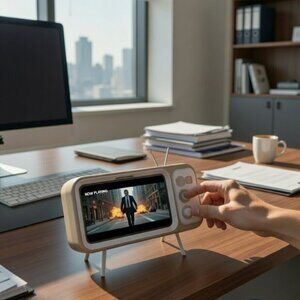 NEW Retro TV Desktop Smart Phone Stand - Vintage Style - NIB Sealed Box